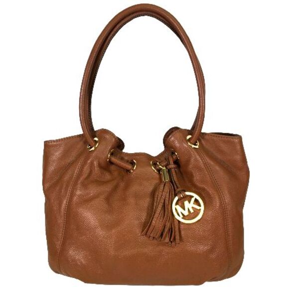 Michael Kors Signature Drawstring Ring Tote Luggage Brown Bag Purse Hobo Satchel - Picture 1 of 16